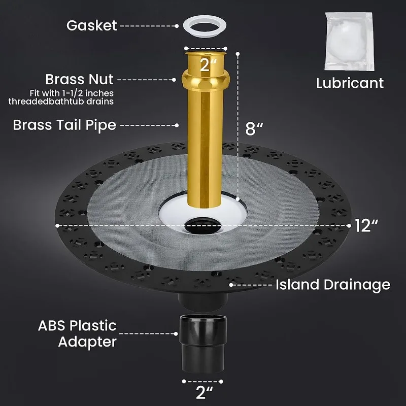 Freestanding Tub Drain Rough-in Kit, Easy Freestanding Bathtub Drain Mounting Kit with ABS Plastic A