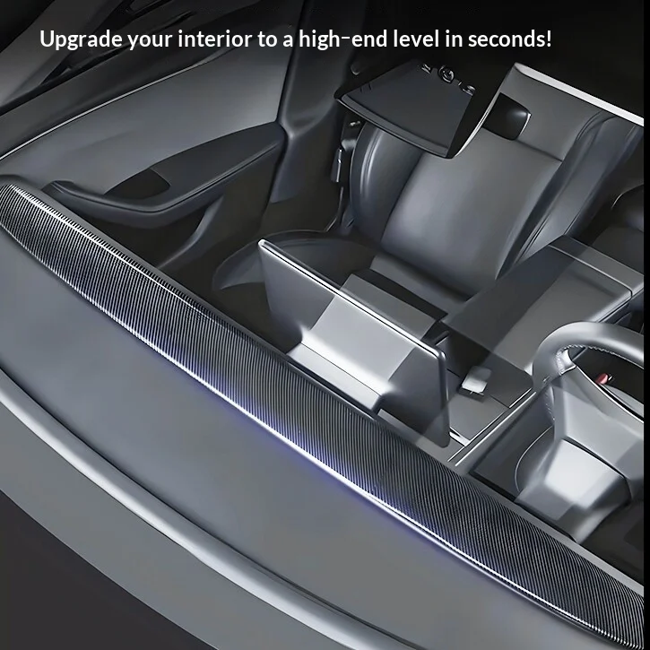 For Tesla New Refresh Model3/Y/YL, Center Dashboard Decor Trim, Carbon Fiber Pattern Panel Interior Mod Accessories