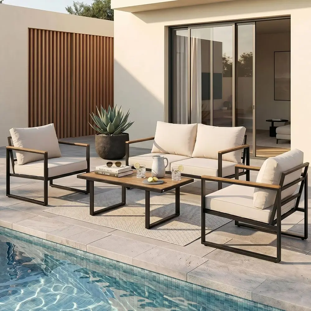 4 Piece Modern Outdoor Patio Furniture Set