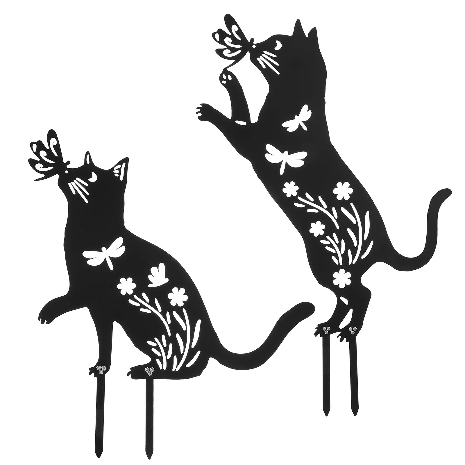

2 Pcs Garden Decorative Ground Inserts Animal Stakes Inserted Wrought Iron Decorate Metal Patio Decoration