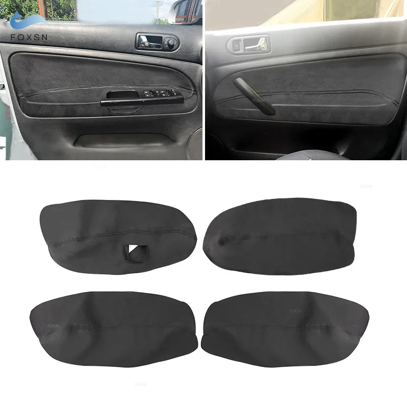 

only LHD 4 Doors Car Suede Leather black line Armrest Cover For VW Passat B5 1998 1999 - 2005 Door Armrest Panel Skin Cover Trim