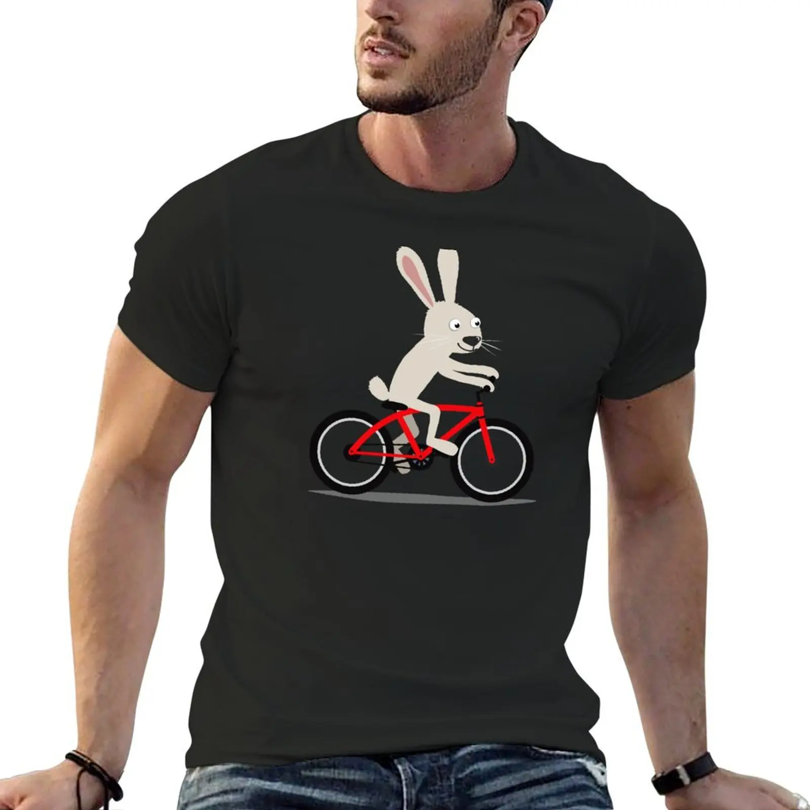 

Bunny rabbit riding bike T-Shirt Short sleeve tee boys animal print customs design your own vintage t shirt men