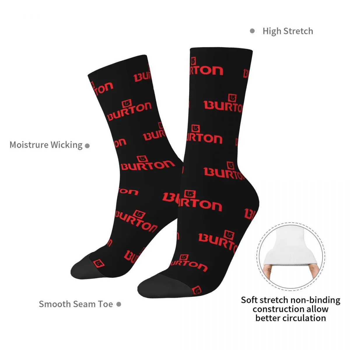 Burton Snowboard Sportive Socks Harajuku High Quality Stockings All Season Long Socks Accessories for Man Woman Birthday Present