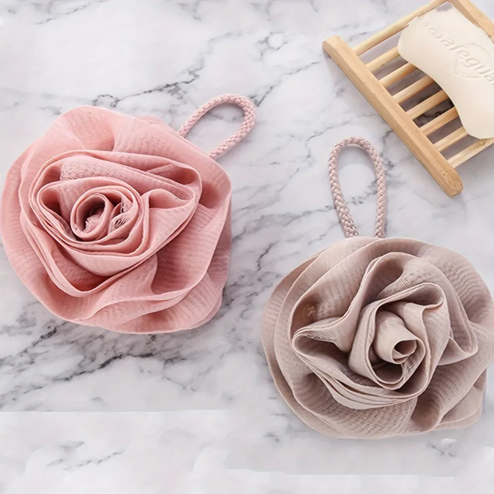Luxury Rose Bath Sponge - Ultra-Soft, Large Shower Loofah for Women | Cute Bubble Bath Flower with Non-Scattering Design