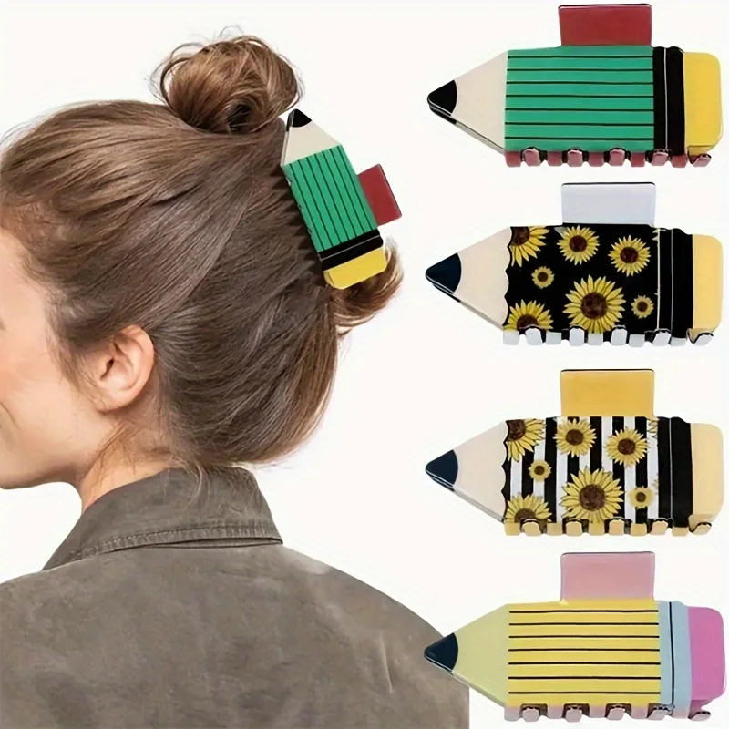 

Striped pencil hair claws for ladies creative and elegant shark clip Fashion girl interesting hair clip