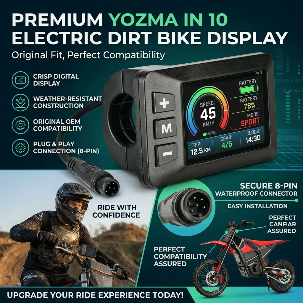 Ebike Display Fit For Yozma IN 10 Electric Bicycle LCD Panel Screen with Waterproof 5-Pin Connector Control Panel Meter