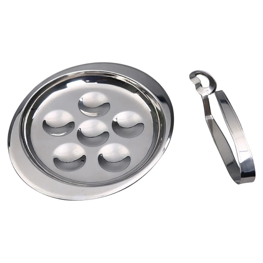 

2pcs Snail Plate Stainless Steel Baking Dish Barbecue Escargot Serving Resistant Kitchen Tool Home Restaurant Use