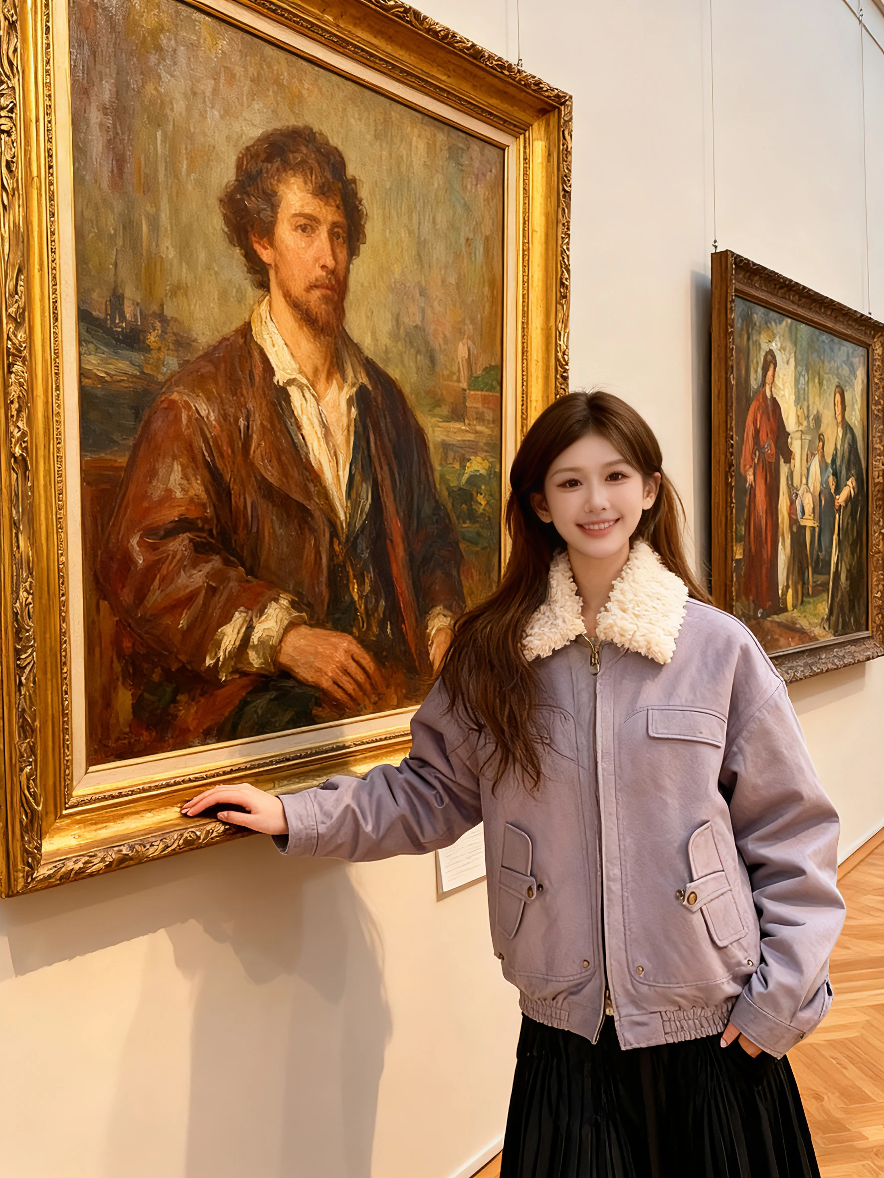 

Фиолетовое короткое пальто-куртка для женщин, осенне-зимняя новинка, стильный дизайн, с меховым воротником, рабочая одежда, хлопковая верхняя одежда