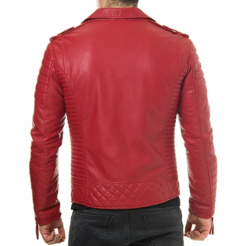 Men's 100% REAL LEATHER Jacket Biker Stich Lightweight Leather Jacket