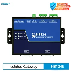 2 Channel RS485 RS232 RS422 to Ethnernet Serial Server CDSENET NB124/NB124-V2 TCP UDP MQTT HTTP Modbus Gateway TCP- RTU Watchdog