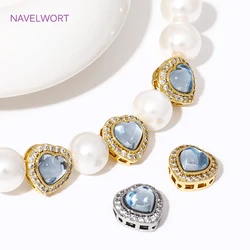 18K Gold Plated Cubic Zirconia Heart Spacer Beads,Separators For Beads,For Jewelry Making Supplies DIY Beading Jewelry Material