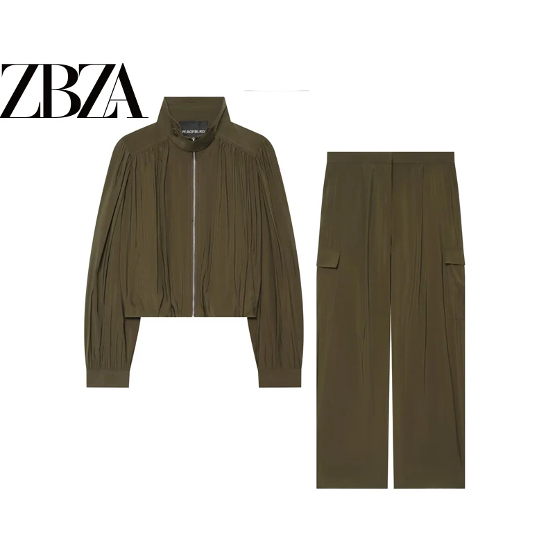 ZR Wind Bubble Hem Trousers Women's Fashion Workwear Set Tube Shape Outerwear Autumn Spring Summer Fall Seasonal Clothing