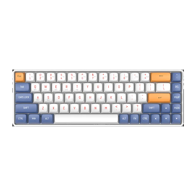 A68A108 wireless bluetooth three-mode mechanical keyboard rechargeable wired computer office game yellow axis