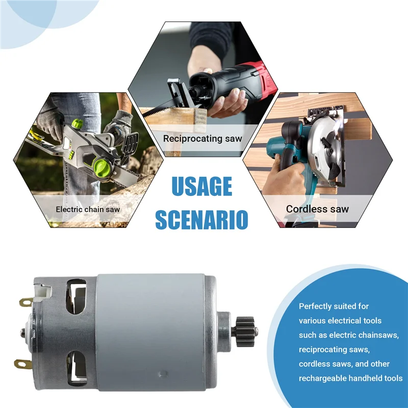 Promocja! Silnik DC 21V RS550 14 Zębów Koło Zębate 9,5 mm Do Mini Piły Łańcuchowej Silnik Elektryczny Wiertarka Akumulatorowe Narzędzie Elektryczne Akcesoria