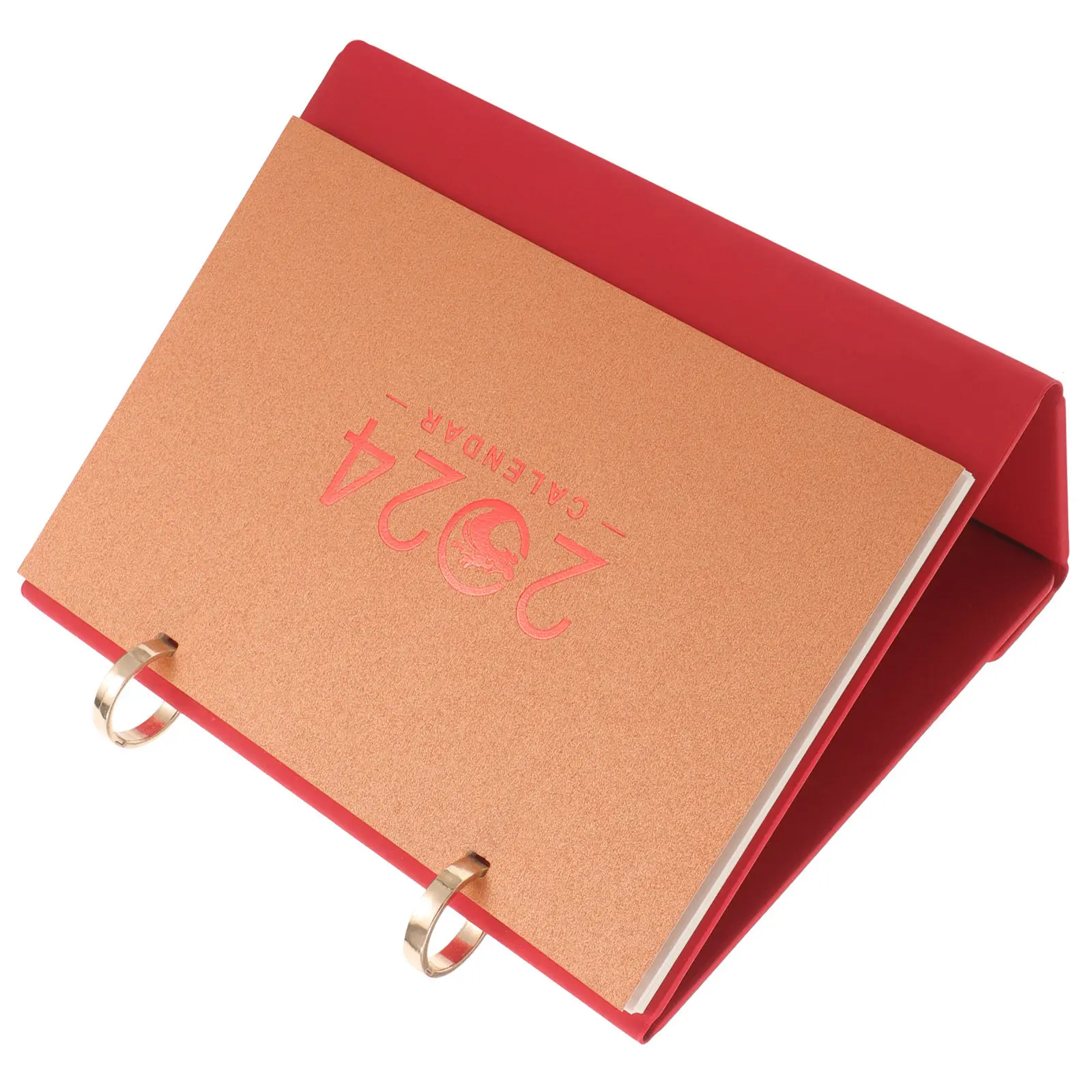 

2024 Mid Year Desk Calendar Stylish Metal Kraft Paper Standing Calendar for Office Home Desktop Decoration Functional Date