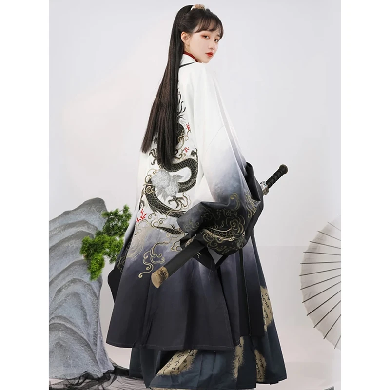 Chinese Dress Women Ancient WeiJin Hanfu Traditional Embroidery Tang Dynasty Dresses Style Folk Dance Men Cosplay Kimono Costume