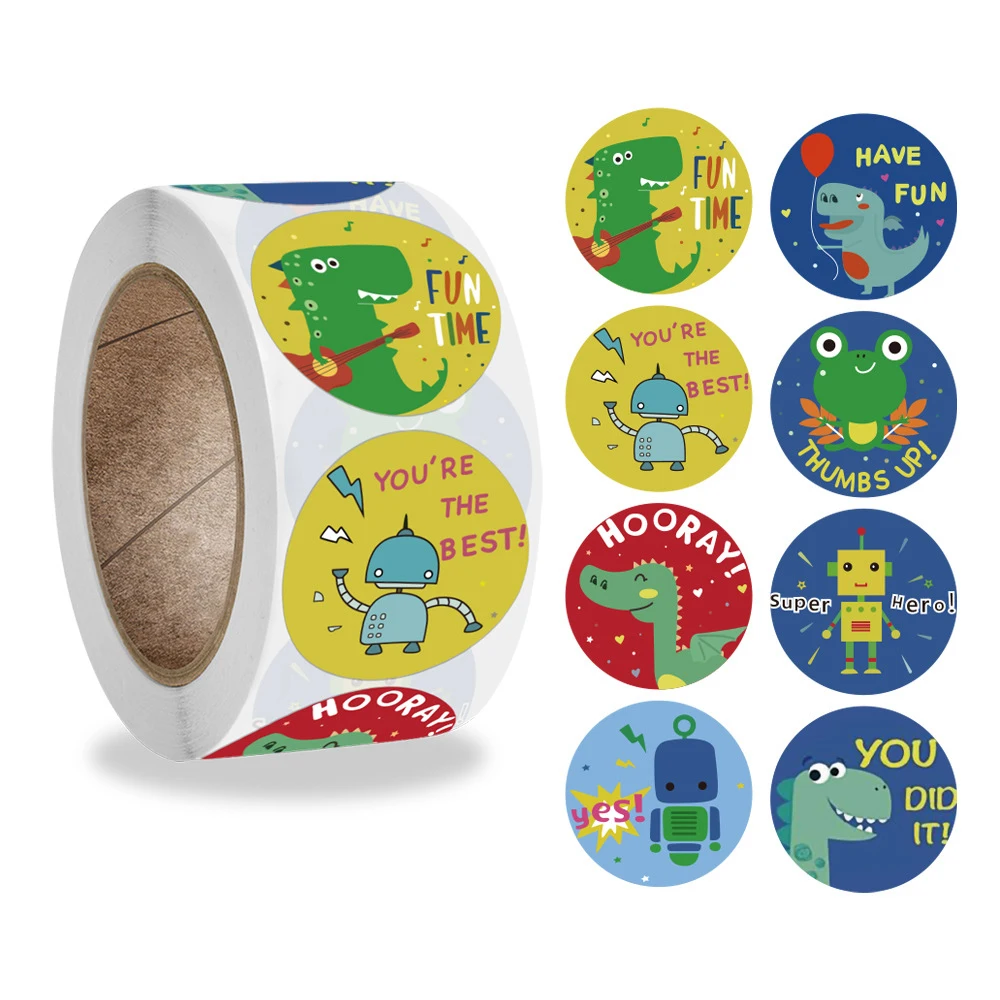

100-500pcs Dinosaur Animals Cartoon Stickers for kids school teacher Classroom Use Kids Toy Sticker Reward Encouragement Sticker