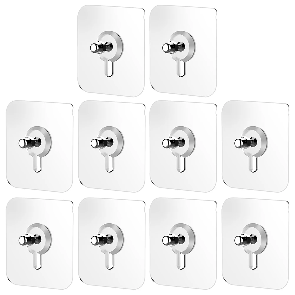 

10pcs Acrylic Wall Hooks Non Trace Adhesive Screws for Clothes Umbrellas White Walls Hardwood Home Storage