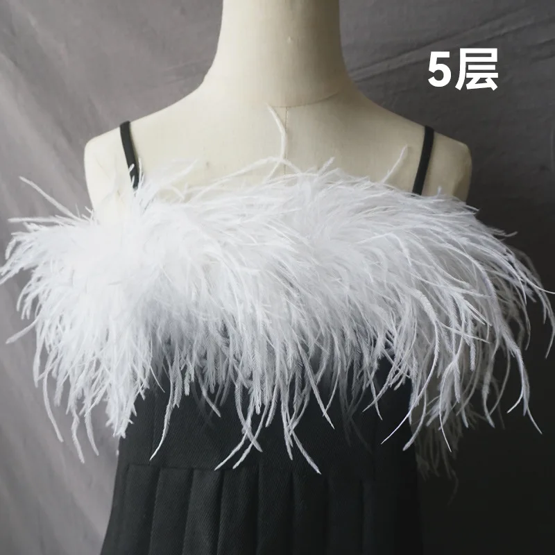 2 Meters Ostrich Feathers Boa Craft Accessories Plumas 6Ply Dress for Wedding Diy Feather Supplies Decoration the Table Crafts