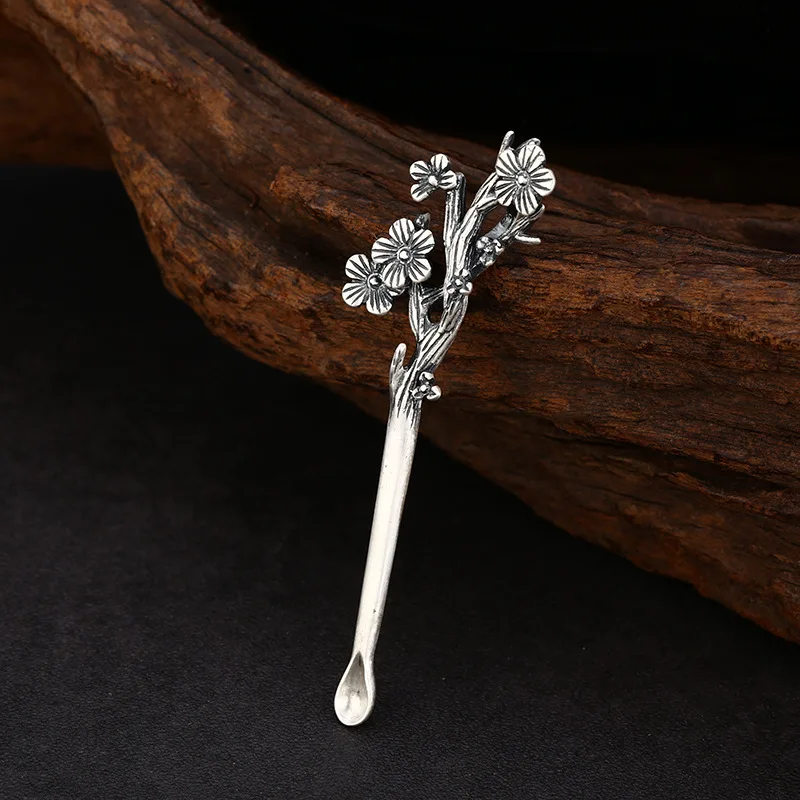 

S990 Sterling Silver Flower Pendant Black Color Old Process Simple Style Unisex Fine Jewelry FYNE441