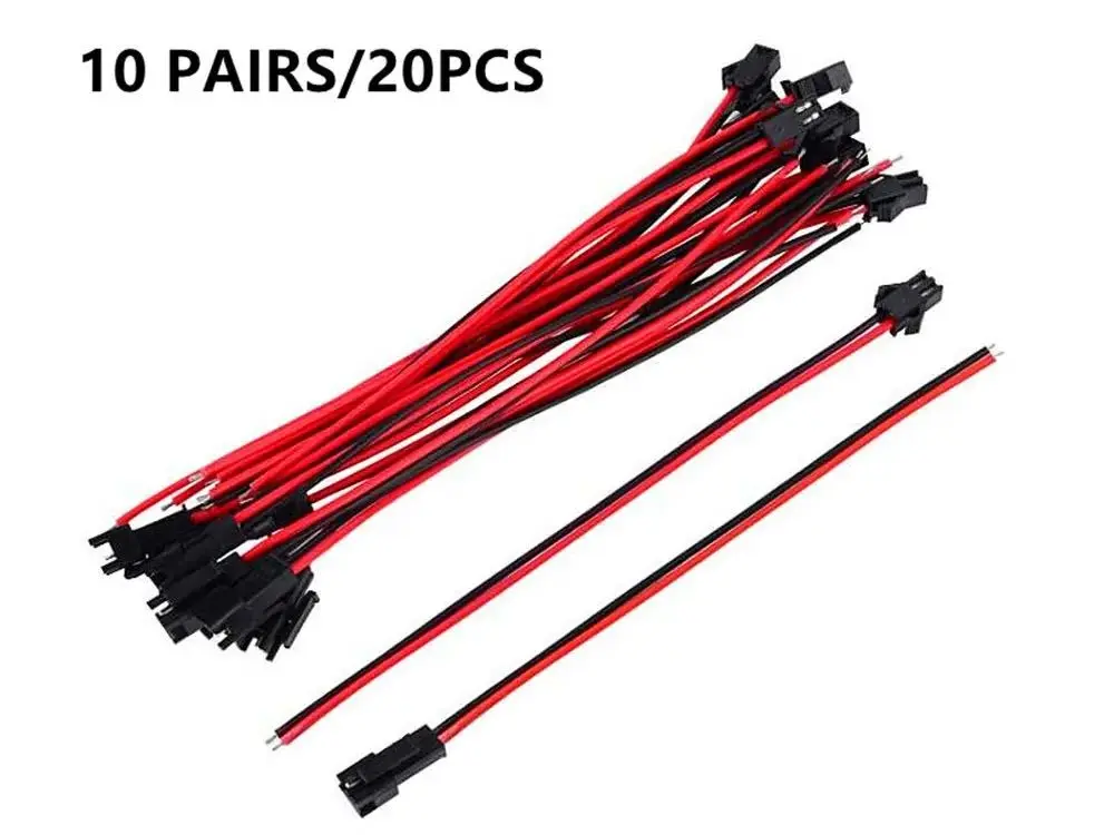10Pairs/20Pcs 2-Pin SM Plug Cable Wire Male Female Connectors for LED Strip Light Tape Lamp