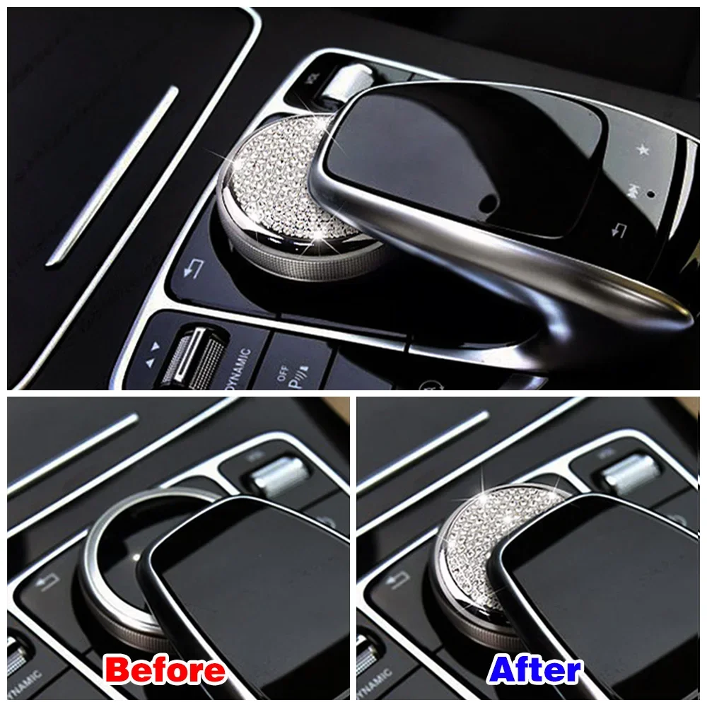 For Mercedes Benz C E GLC Class W205 W213 X253 2015 2019 Central Console Mouse Adjust Button Switch Trim Crystal Diamond Sticker