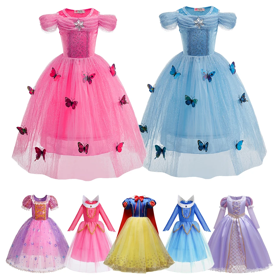 Children Cinderella Dress Girls Princess Carnival Dresses Kids Rapunzel Dance Sequin Clothing Halloween Kids Cosplay Dresses