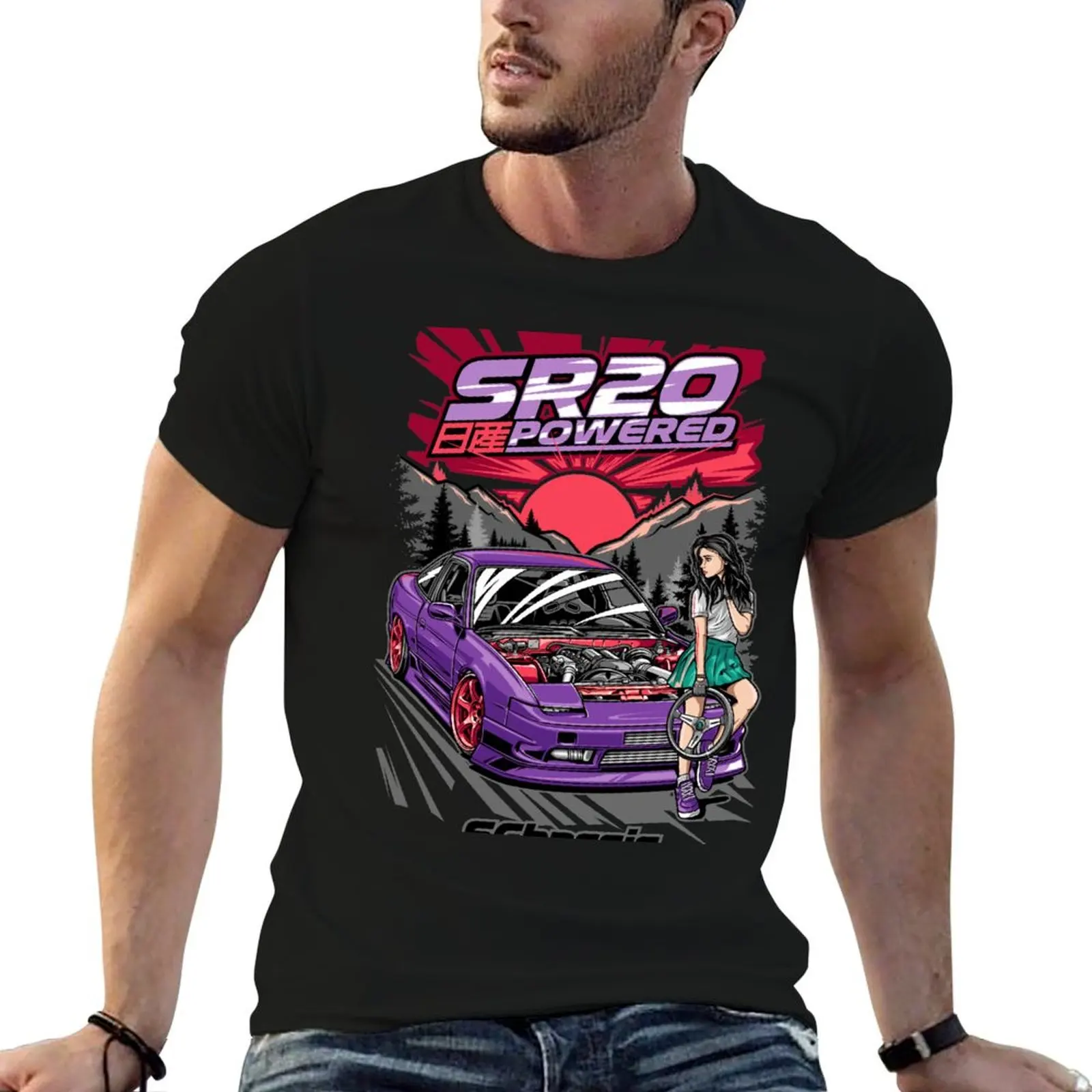 SChassis 13 SR20 Powered T-Shirt custom shirt hippie clothes mens cotton t shirts