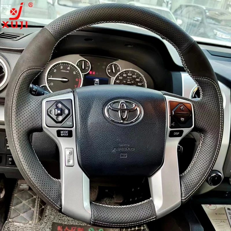 Hand Stitched Sweat-absorbent Car Steering Wheel Cover Car Interior for Toyota Tacoma Land Cruiser Prado DIY Ultra-thin Cowhide