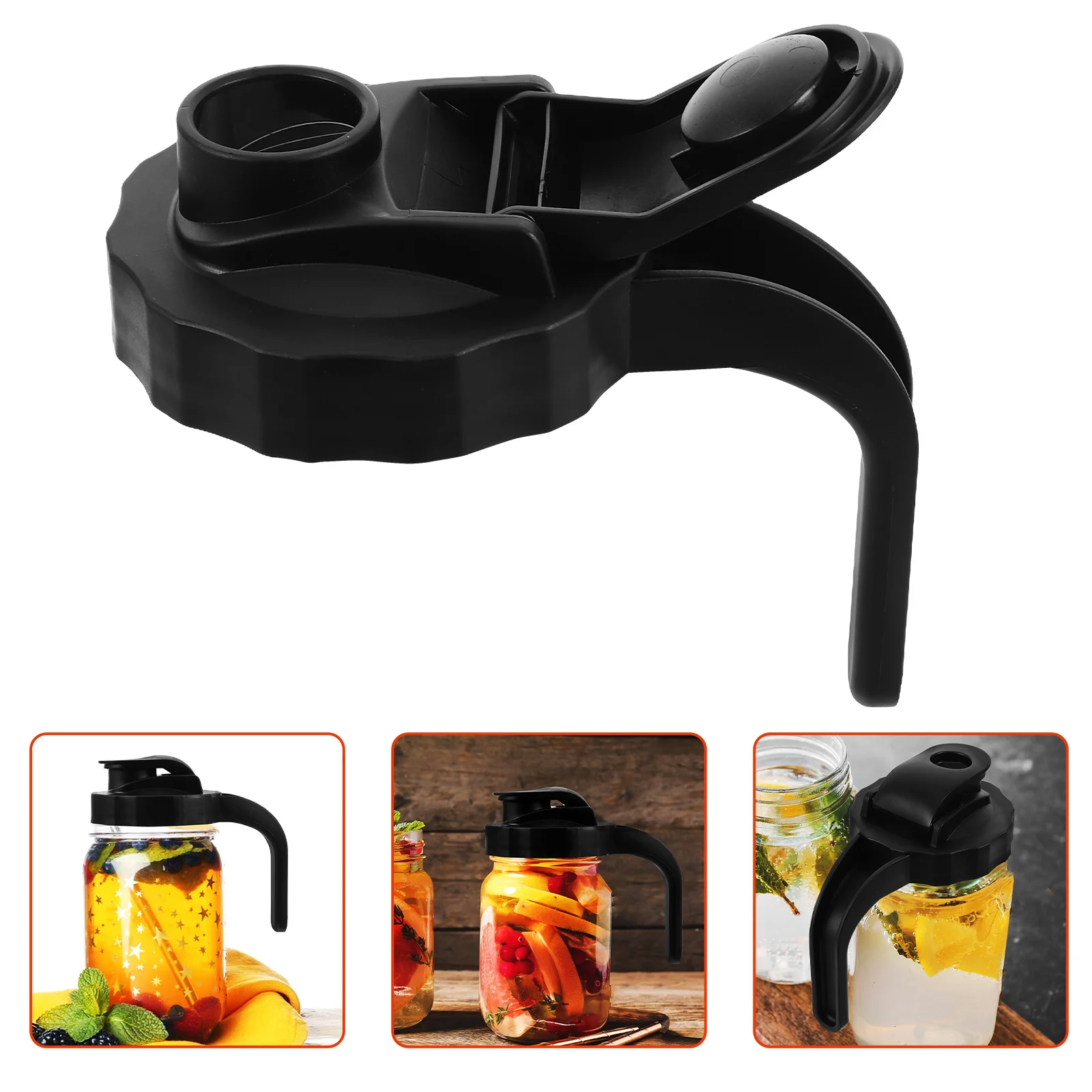 

Wide Mouth Plastic Jar Lid 86mm Handle Spill Proof Canning Drinking Reusable Jar Lid Kitchen Accessories Plastic Lids for Jars