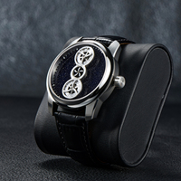 OBLVLO Luxury Creative Double Wheels Stainless Steel Automatic Mens Watches Leather Super Luminous Mechanical Sport Watch SK-D