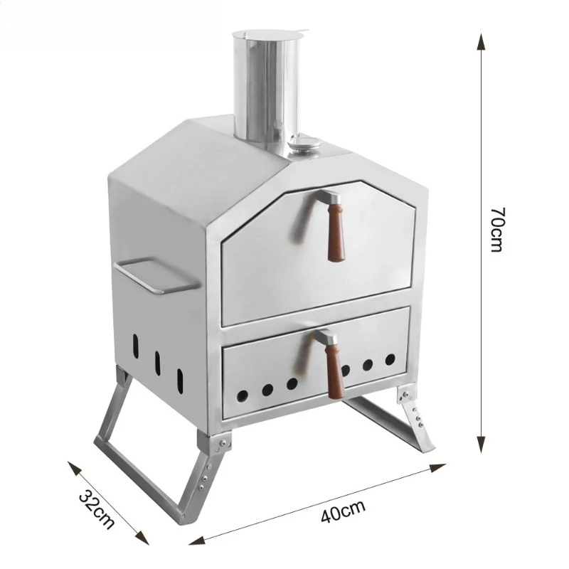 Outdoor courtyard stainless steel Italian pizza oven, grill charcoal wood fire kiln grill