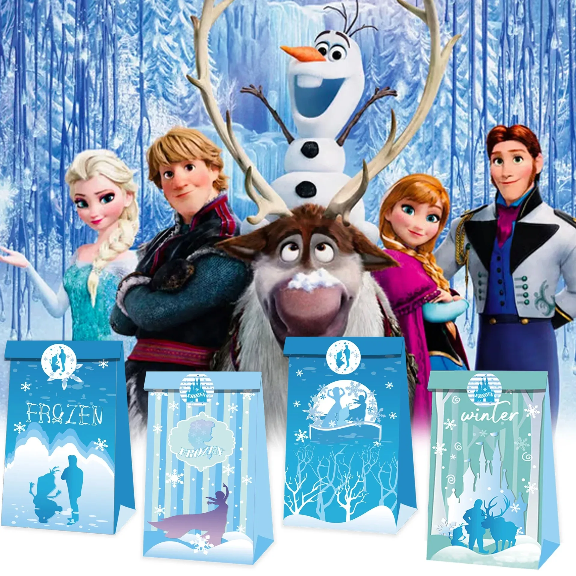 Frozen Anna Elsa Children's Party Decoration Gift Bags Baby Shower Paper Snow Queen Candy Bags And Girls' Birthday Party Gifts