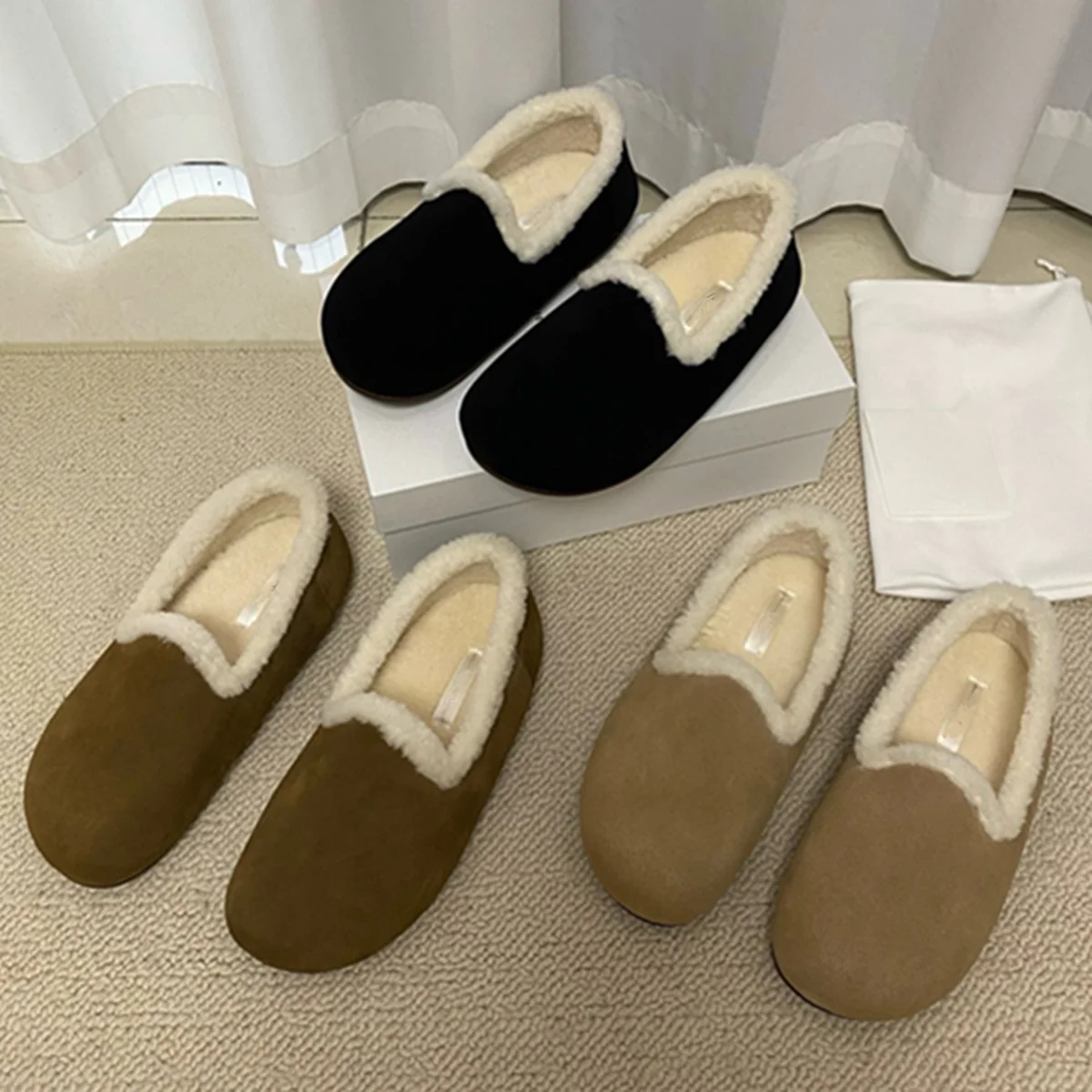 

Jenny & Dave винтажная замшевая зимняя шерстяная обувь, скандинавские минималистичные теплые зимние туфли, женская обувь без шнуровки, женские лоферы