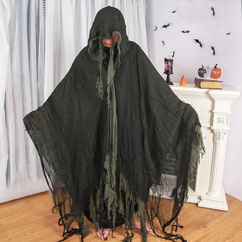 เสื้อคลุมกำมะหยี่คริสต์มาส ฮาโลวีน ลาย Grim Reaper คลุมยาวแบบมีฮู้ด สำหรับทุกเพศ เหมาะสำหรับคอสเพลย์ปีศาจ แม่มด นักพยากรณ์ เครื่องรางคริสต์มาส สีแดง