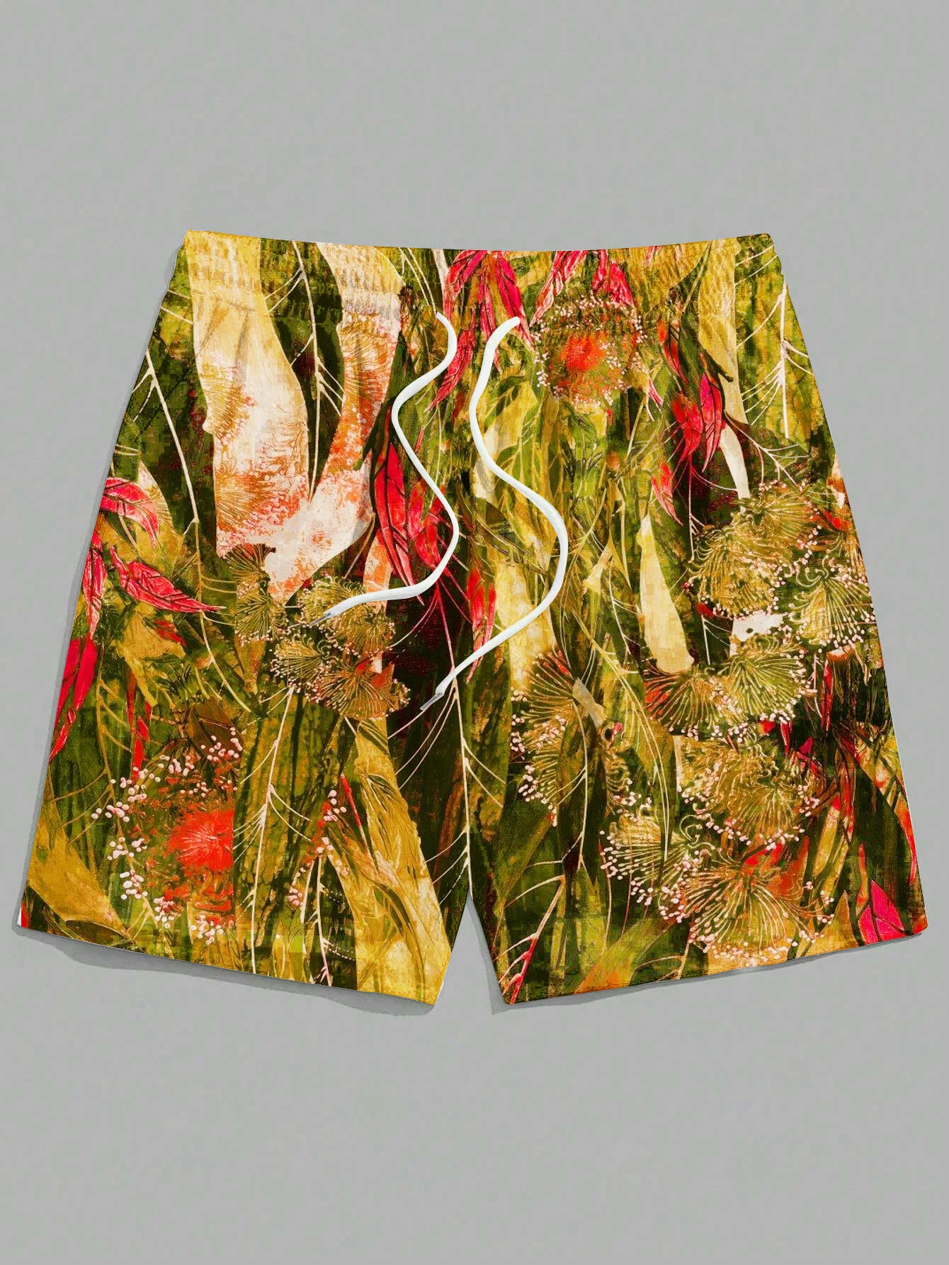 

Высокопроизводительные гавайские шорты с 3D-принтом — влагоотводящие тропические ботанические узоры для мужского активного образа жизни