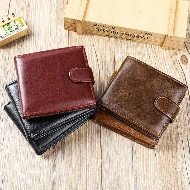 Vintage Genuine Leather Men's Wallet European and American style multifunctional first-layer cowhide business large wallet