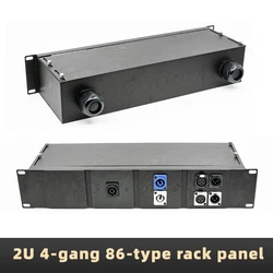 2U 4-Gang 19-inch Rack Panel, 86-type Audio Video Network Fiber Optic Multimedia Signal Panel