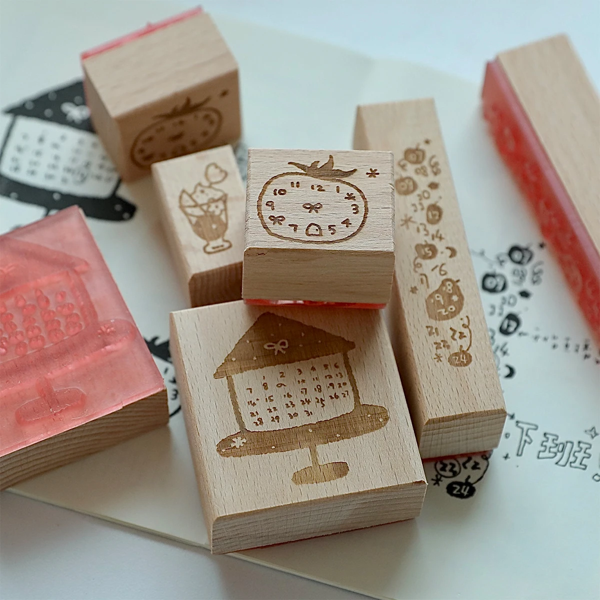 طوابع وظيفية ختم الخط الزمني ديكور لتقوم بها بنفسك سكرابوكينغ خشب الزان طوابع خشبية للمخططين المجلات نمط صغير عتيق