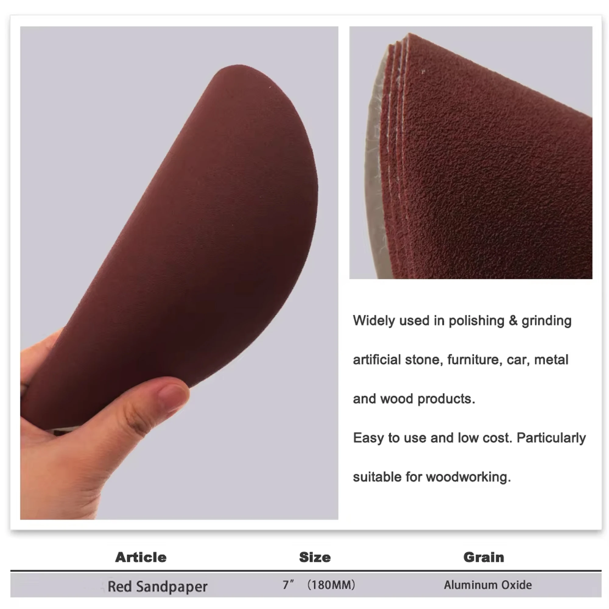 10PCS 7 Inch 180MM Flocking Sanding Sheets Dry Grinding Sandpaper Abrasive Paper 120/180/240/320Grits for Sanding Polishing