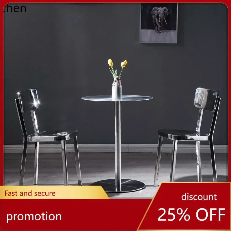 

YFY Small round Table Industrial Style Iron Small Table Creative Outdoor Stainless Steel Negotiation Table