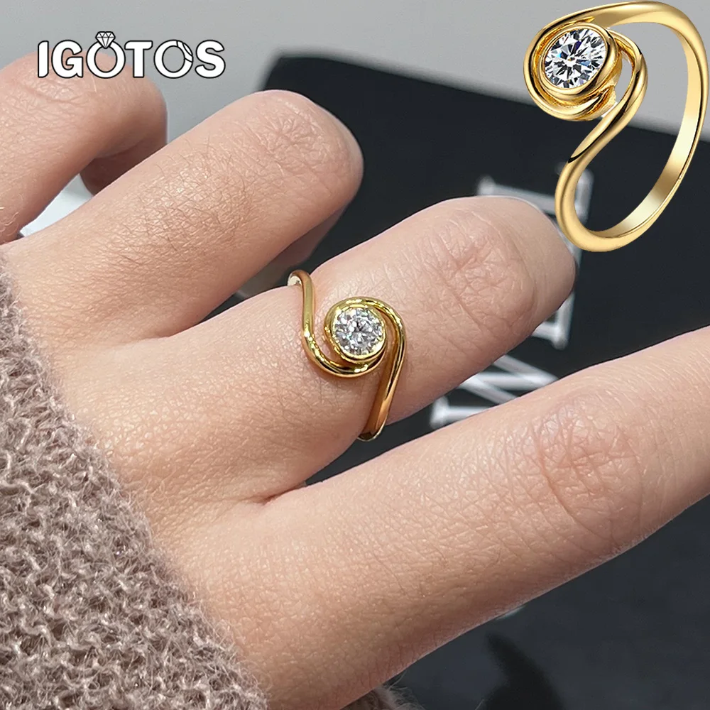 

Кольцо из стерлингового серебра 925 пробы с муассанитом 0,5 карата для женщин, позолоченное 18-каратное золото, пасьянс с бриллиантами, обручальные кольца, подарок, ювелирные изделия