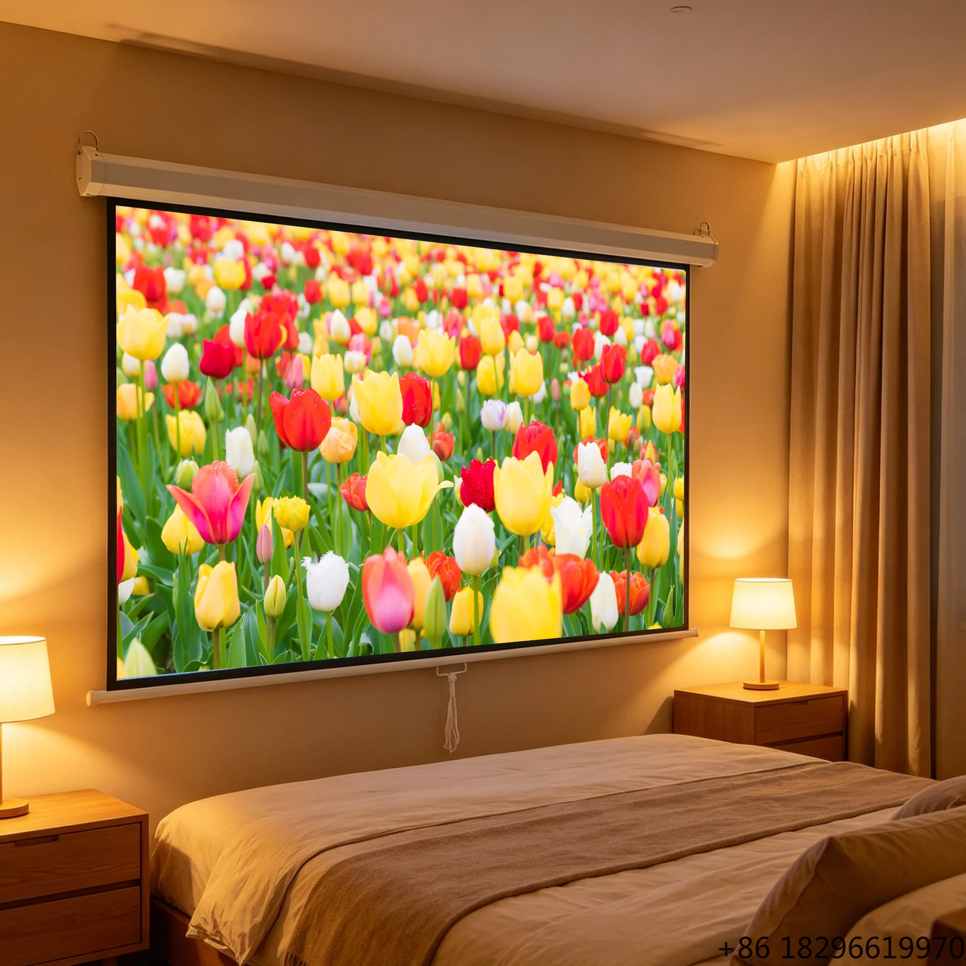 120 Inch Matte White Motorized Projector Screen Electric Projection Screen for Home Theater Living Room
