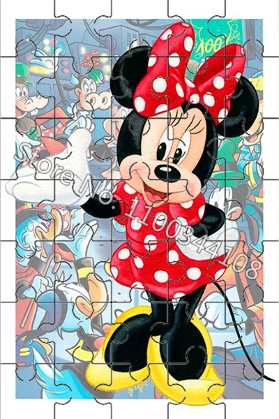 35 Stuks Mickey Mouse Minnie Legpuzzel Disney Cartoon Donald Duck Daisy Puzzels Educatief Spel Handgemaakt Speelgoed Voor Kinderen