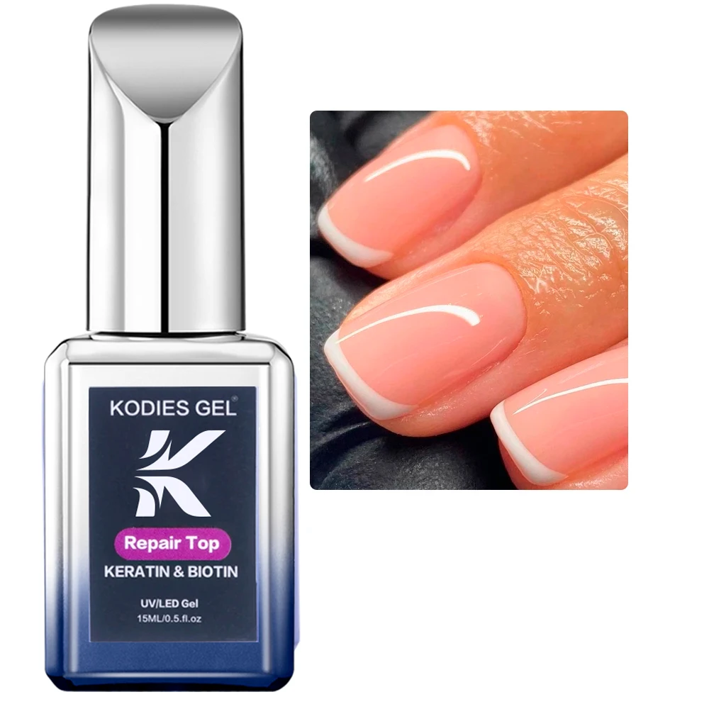 KODIES เจลซ่อมใหม่ Top Coat UV เจลเล็บ15ML กึ่งถาวรเล็บไม่มีเช็ดทับหน้าแข็งแรงทนทานเจลเคลือบเงาเล็บ Art