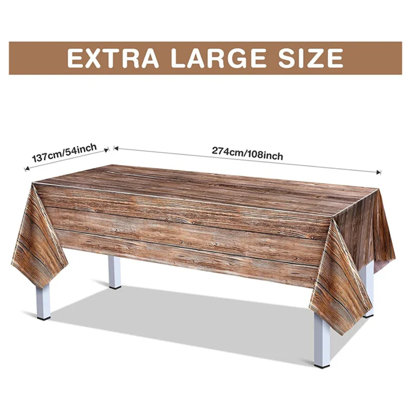 Reusable Tablecloths Wood Grain Table Cover Vintage Party Wedding Tablecloth Set Catering Meal Tableware Table Cloth Rectangular