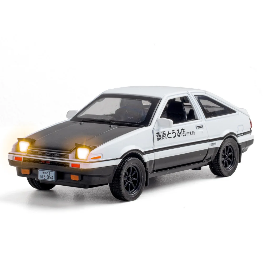 Modèle de voiture en alliage Fujiwara AE86, ornement avec son et lumière, jouet moulé sous pression, modèle de voiture à collectionner, 1:32