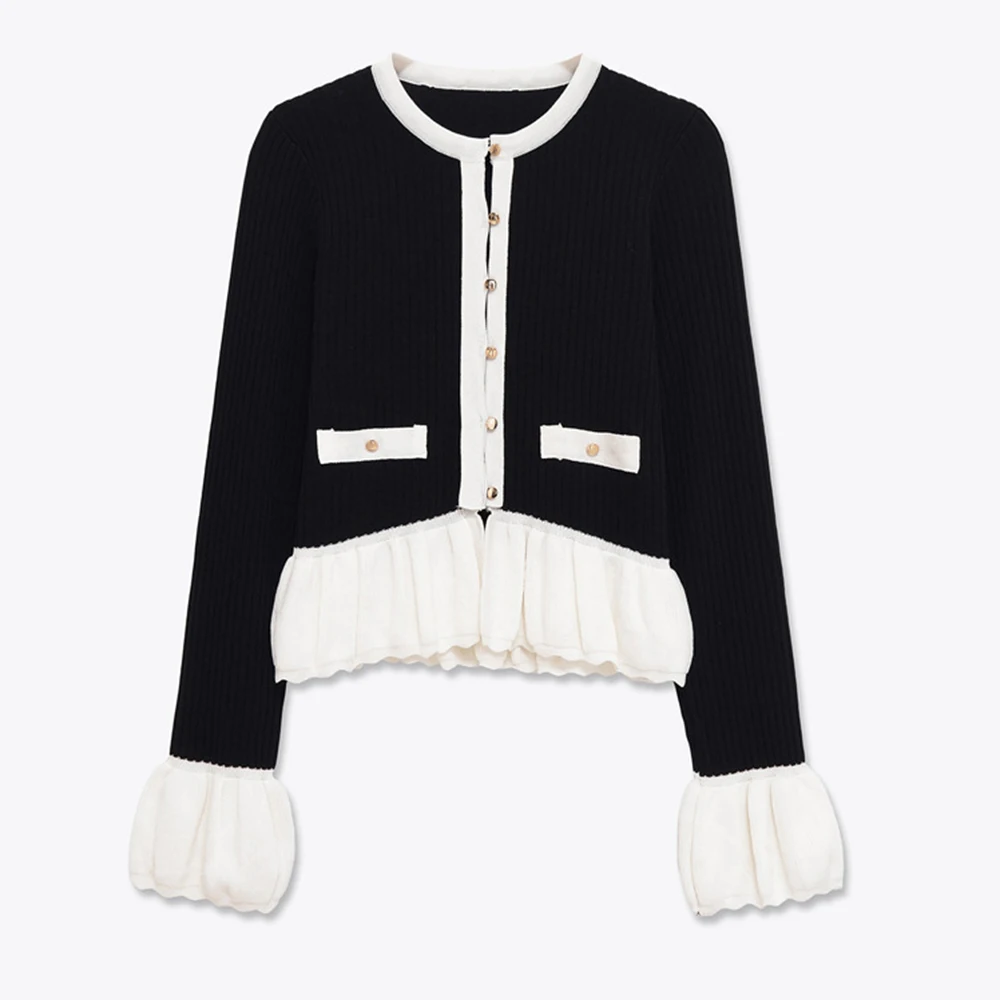 

Осенний женский свободный трикотаж с круглым вырезом, дизайн Sensation, маленькое аудиточество, элегантный стиль, модный материал высшего качества