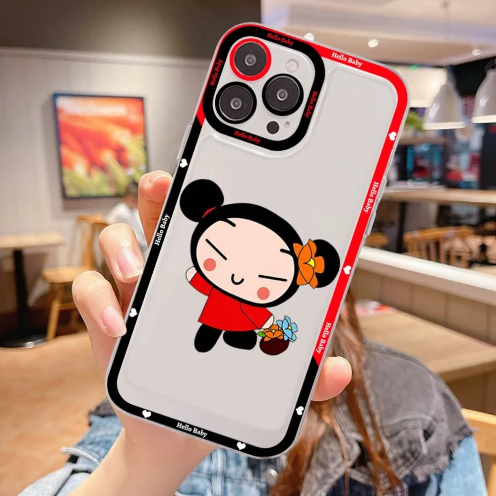 Custodia per telefono Cartoon Pucca Garu per iPhone 15 14 13 12 11 Pro Max XS X XR Mini Cover protettiva