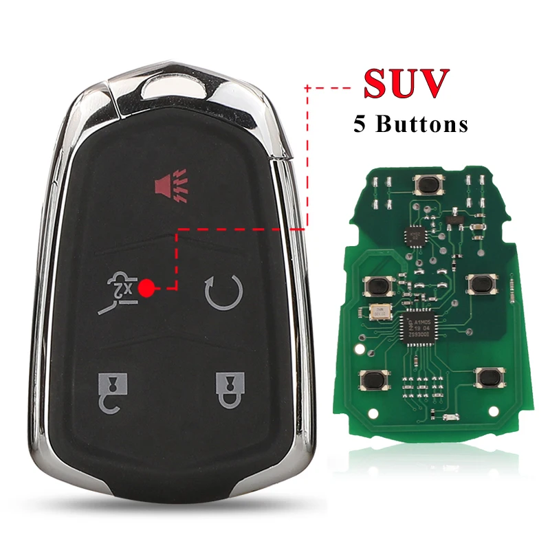 Jingyuqin 4/5/6 Taste Smart-Remote-Key Fob für Cadillac ESCALADE /ESCALADE ESV 2015-2019 XTS CTS CT6 ATS HYQ2EB HYQ2AB